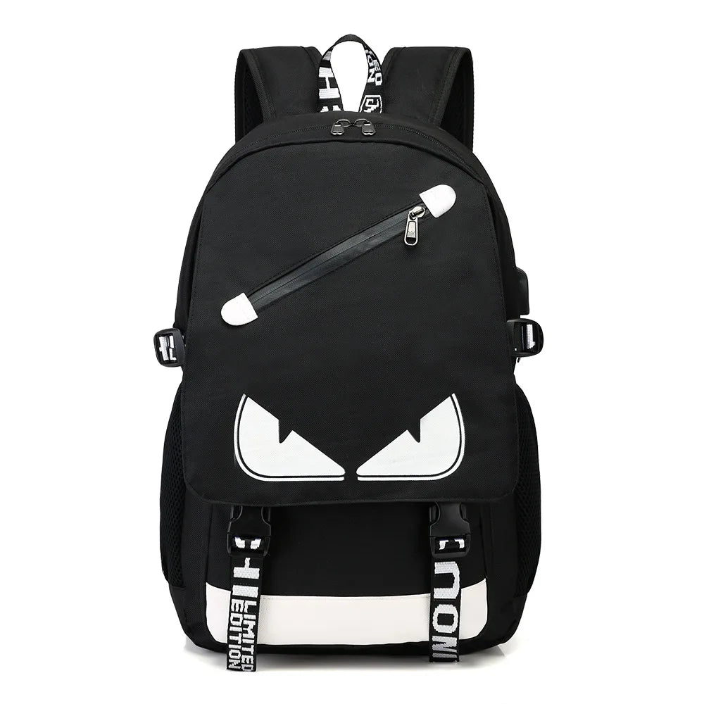 Nylon Kids School Backpacks Student Luminous Animation USB Charge High School Ba