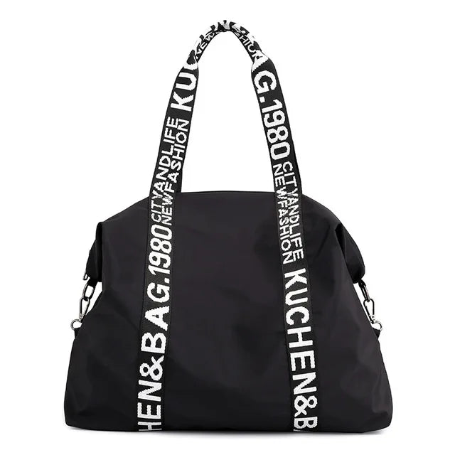 Nylon Large Capacity Shoulder Bag Women English Letter Handbag