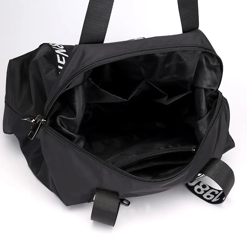 Nylon Large Capacity Shoulder Bag Women English Letter Handbag