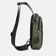 Nylon Men Backpack Rucksack USB Charging Port Military Chest Pack Bag