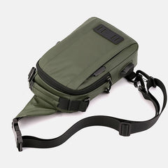 Nylon Men Backpack Rucksack USB Charging Port Military Chest Pack Bag