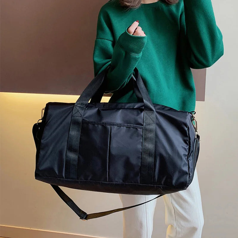 Nylon Travel Gym Bag with Dry and Wet Separation, Shoe Pocket, Yoga Mat Holder