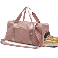 Nylon Travel Gym Bag with Dry and Wet Separation, Shoe Pocket, Yoga Mat Holder