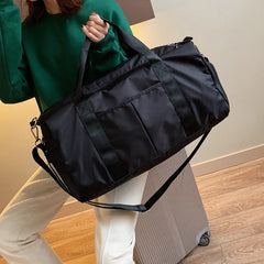 Nylon Travel Gym Bag with Dry and Wet Separation, Shoe Pocket, Yoga Mat Holder