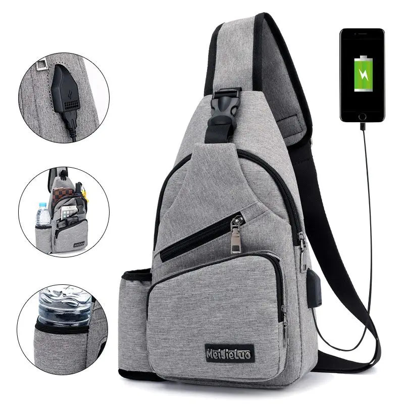 Nylon Chest Pack Crossbody Bag Casual Travel Rucksack Chest Bag
