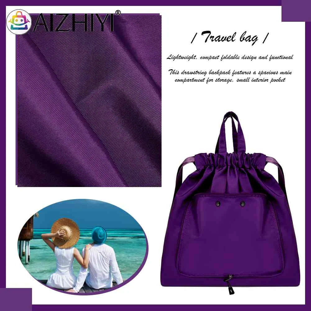 Nylon Shoulder Backpack Wet Dry Gym Yoga Bag Drawstring Lightweight