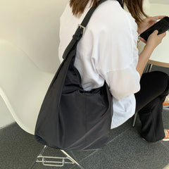 Nylon Shoulder Bag Large Capacity Handbag Shopping Bucket Bag