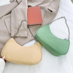 Nylon Shoulder Totes Solid Women Shopping Shoulder Bags