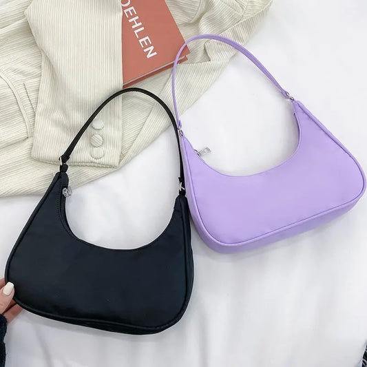 Retro Nylon Hobos Bag for Women Top-handle Handbags