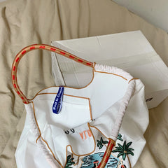 Embroidered Nylon Tote Bag for Women with Large Capacity