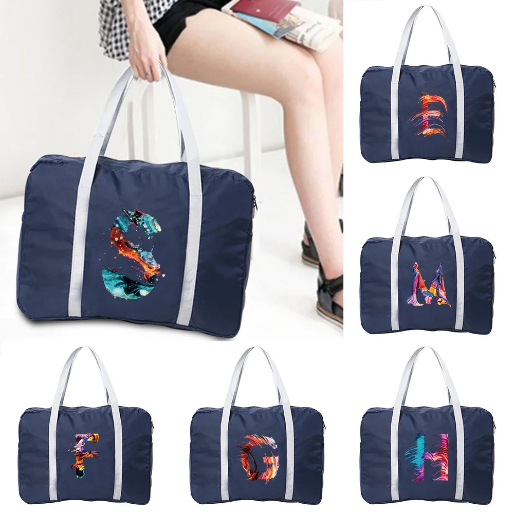 Nylon Unisex Foldable Travel Bags Paint Series Large Capacity Luggage Women Men