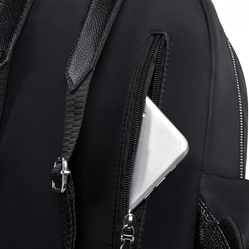 Nylon Waterproof Backpack Women Soft Leather Mochila Femenina