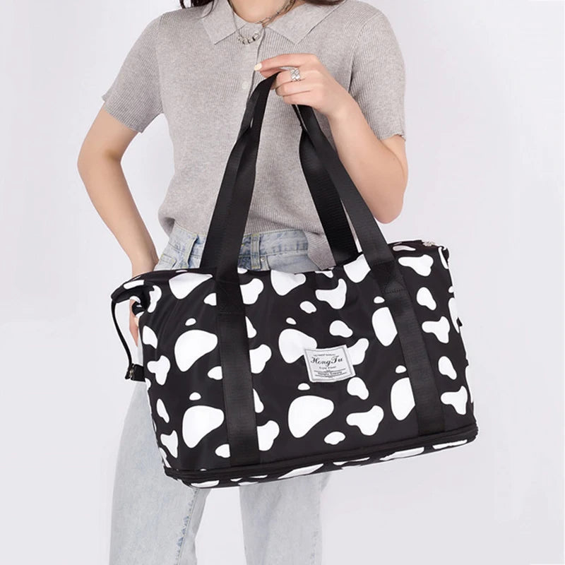 Nylon Waterproof Travel Handbag for Women Large Capacity Gym Bag