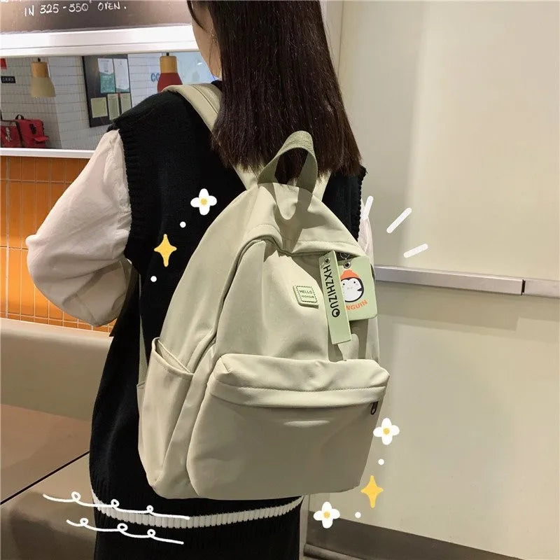 Nylon Waterproof Women Backpack Large Capacity School Bag For Girls