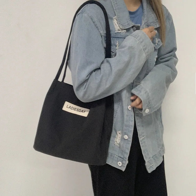Nylon Waterproof Women Bucket Bag Solid Large Shoulder Shopping Bags
