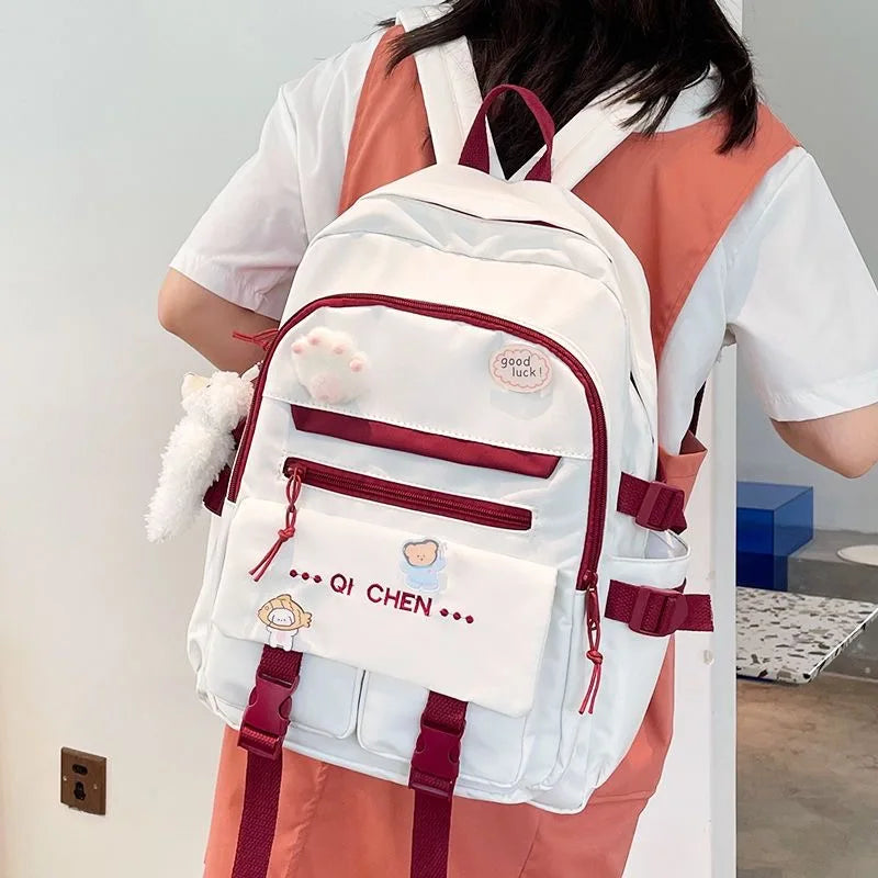 Nylon Waterproof School Backpack for Teens Girls