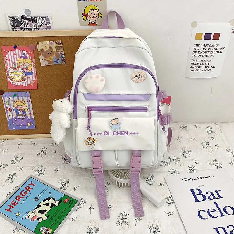 Nylon Waterproof School Backpack for Teens Girls