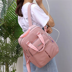 Nylon Women School Backpacks Anti Theft USB Charge Backpack Waterproof Bagpack