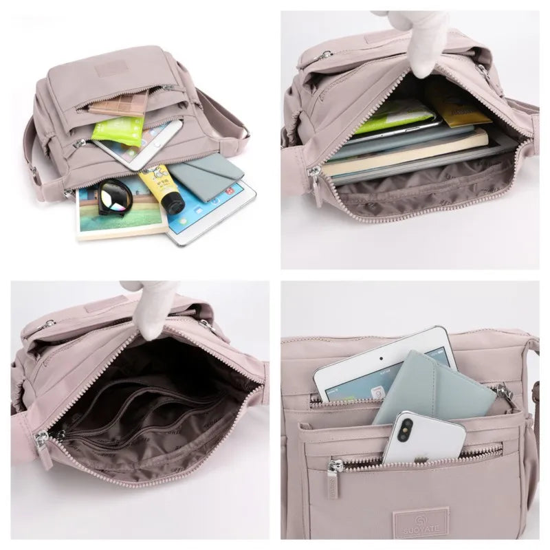 Nylon Women Shoulder Bag Female Travel Top-handle Handbag Multi-pockets Tote Gir