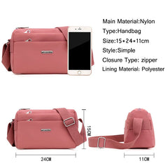 Nylon Women Shoulder Bags Casual Female Handbags Solid Travel Crossbody Bag