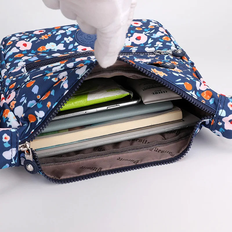 Printed Nylon Women's Crossbody Bag Large Capacity Travel Messenger Bag