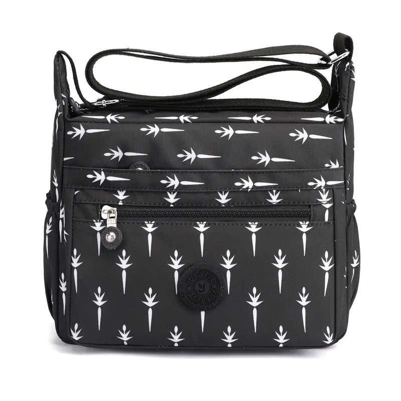 Printed Nylon Women's Crossbody Bag Large Capacity Travel Messenger Bag