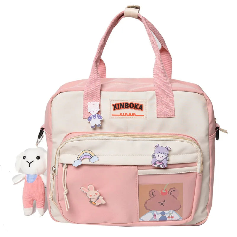 Nylon Shoulder Bags for Teen Girls Schoolbag Harajuku Student Tote Book Bags