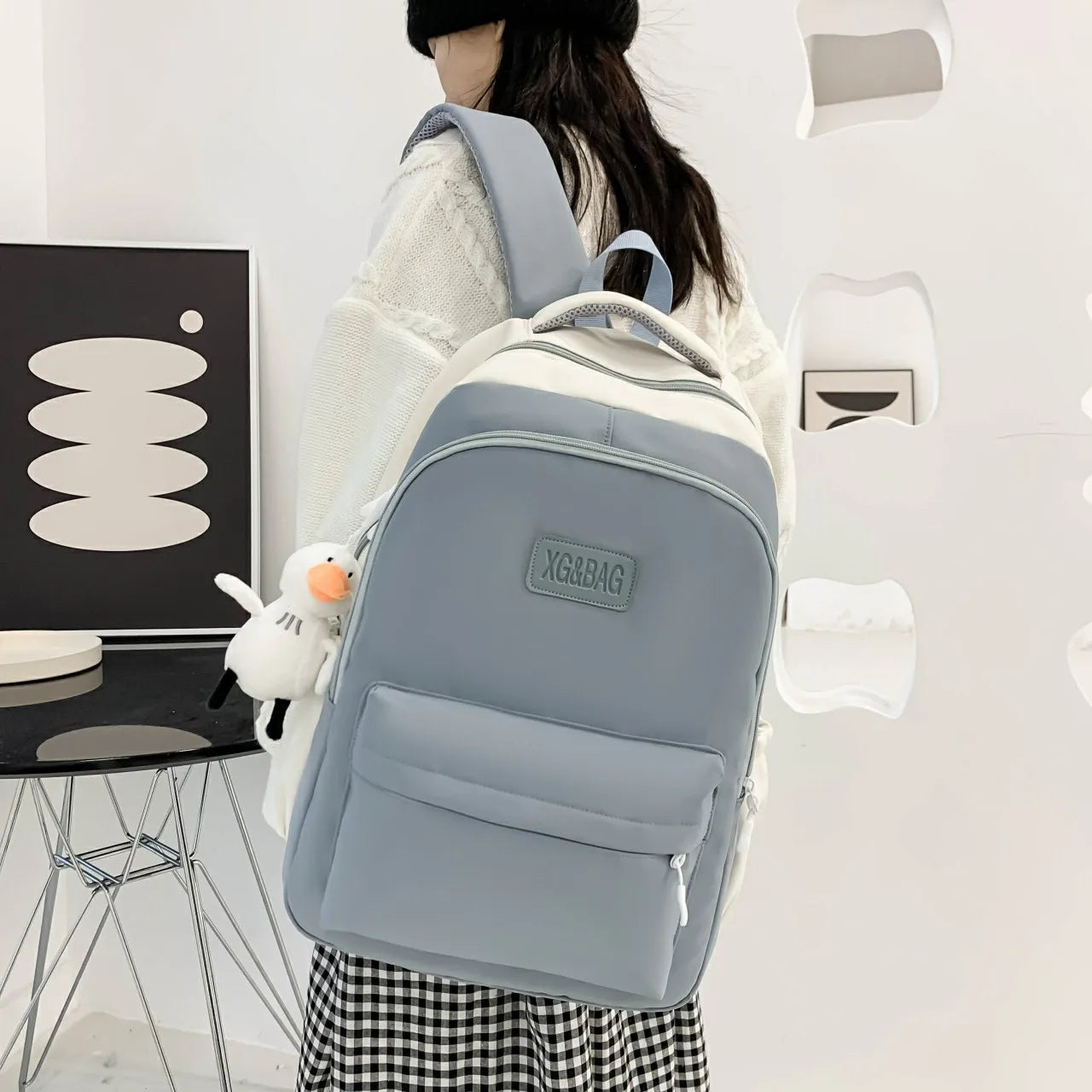 Nylon Backpack for Junior School Students Large Capacity Travel Bag