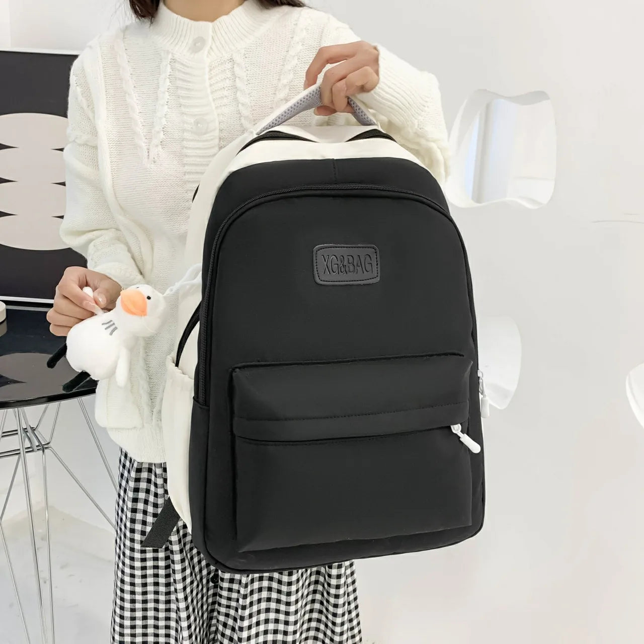Nylon Backpack for Junior School Students Large Capacity Travel Bag