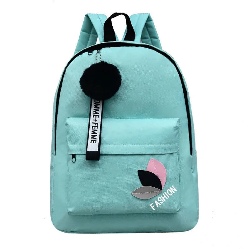 Nylon Leaf Print Schoolbag Women Travel Backpack