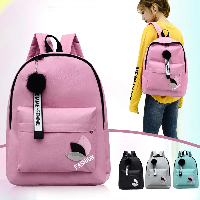 Nylon Leaf Print Schoolbag Women Travel Backpack
