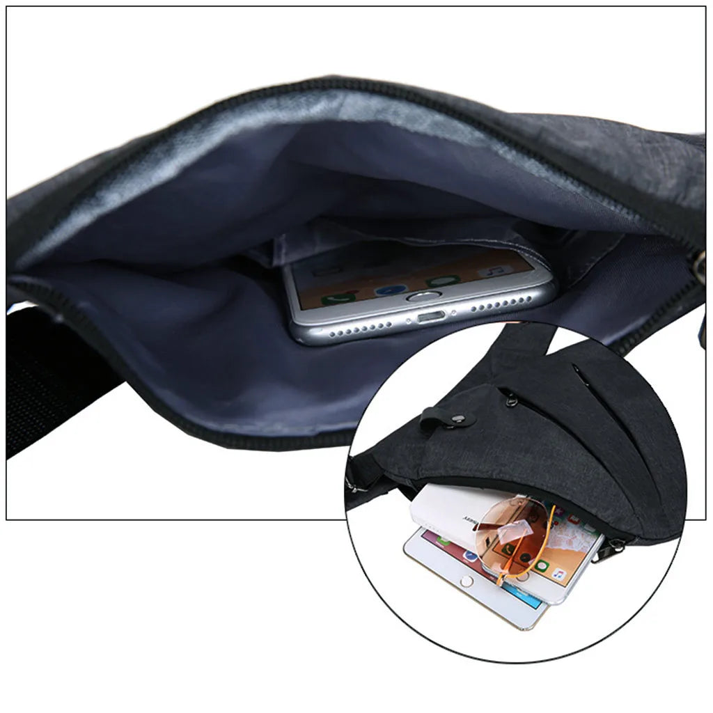 Canvas Sling Chest Bag Anti Theft Solid Crossbody Bag