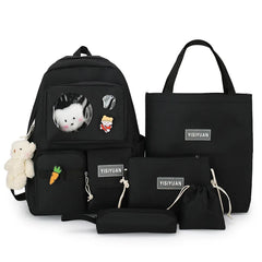 6pcs School Bags For Teenage Girls Kids College Student Laptop Backpack
