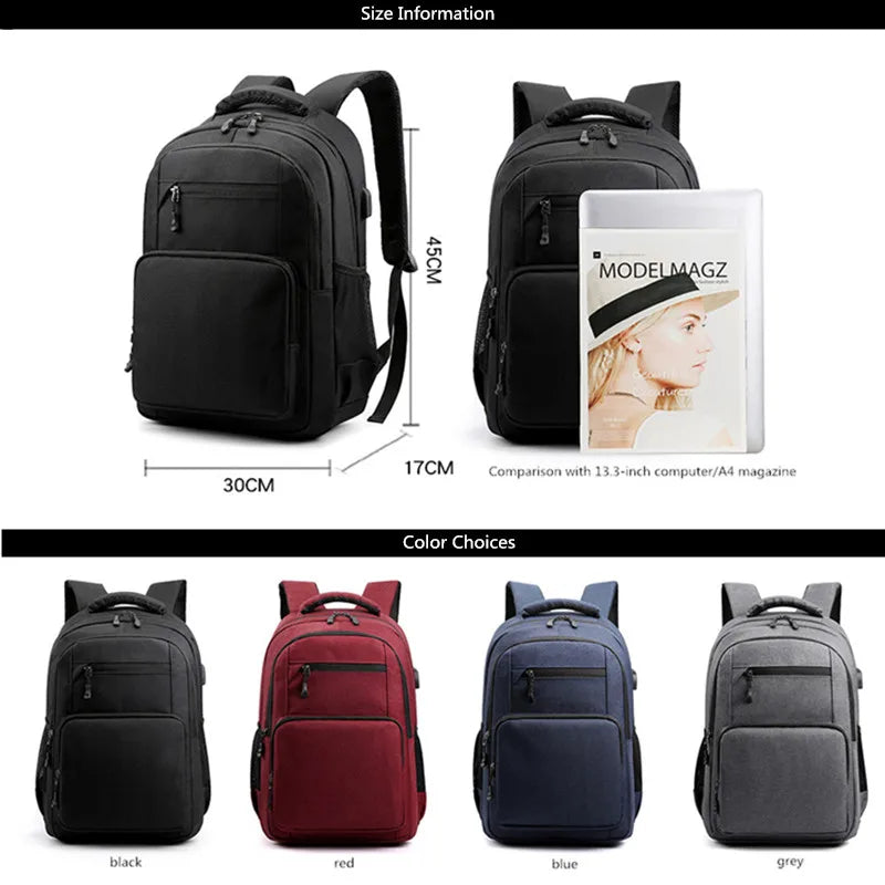 Teenage Boys School Backpack with USB Port Waterproof Travel Bag