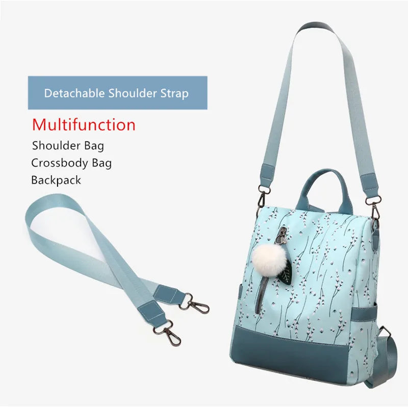 Purple Flower Anti Theft Backpack for Women