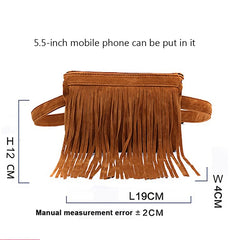 Vintage Velvet Waist Bag for Women Tassel Fanny Pack