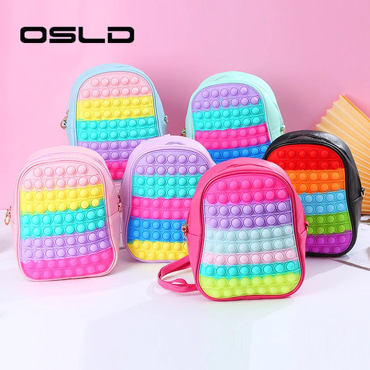 Girls' Rainbow Schoolbag Kindergarten Backpack Shoulder Bags