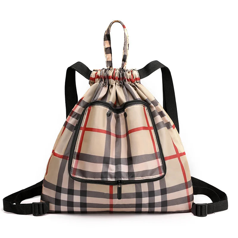 Girls Backpack Lightweight Foldable Women's Sports Drawcord Nylon Print Large