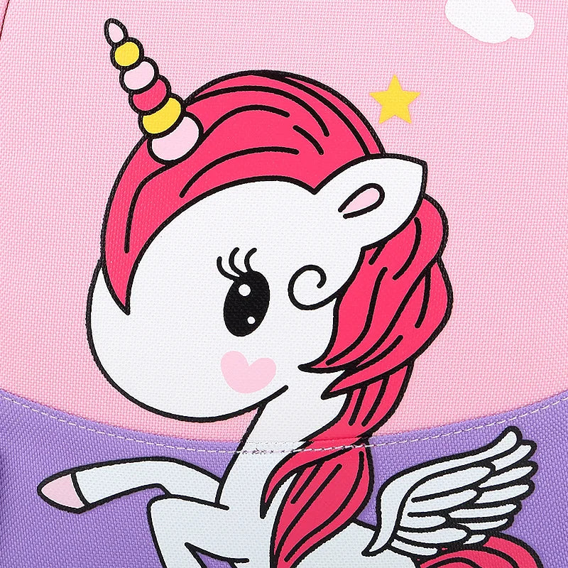 Girls School Pink Backpack Unicorn Cartoon Printing