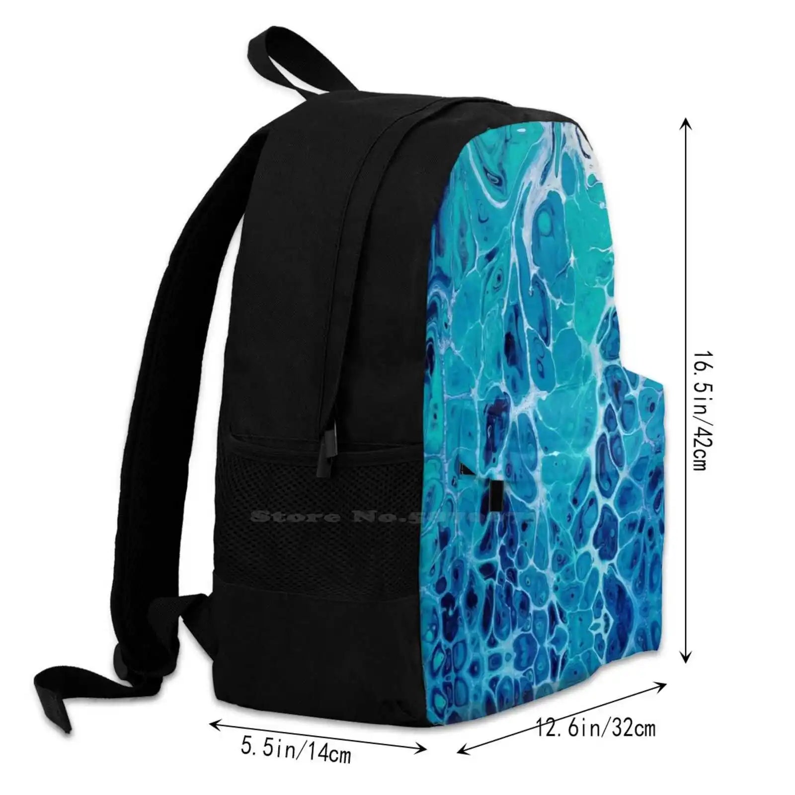 Ocean Bag Backpack Water Drops Blues Acrylic