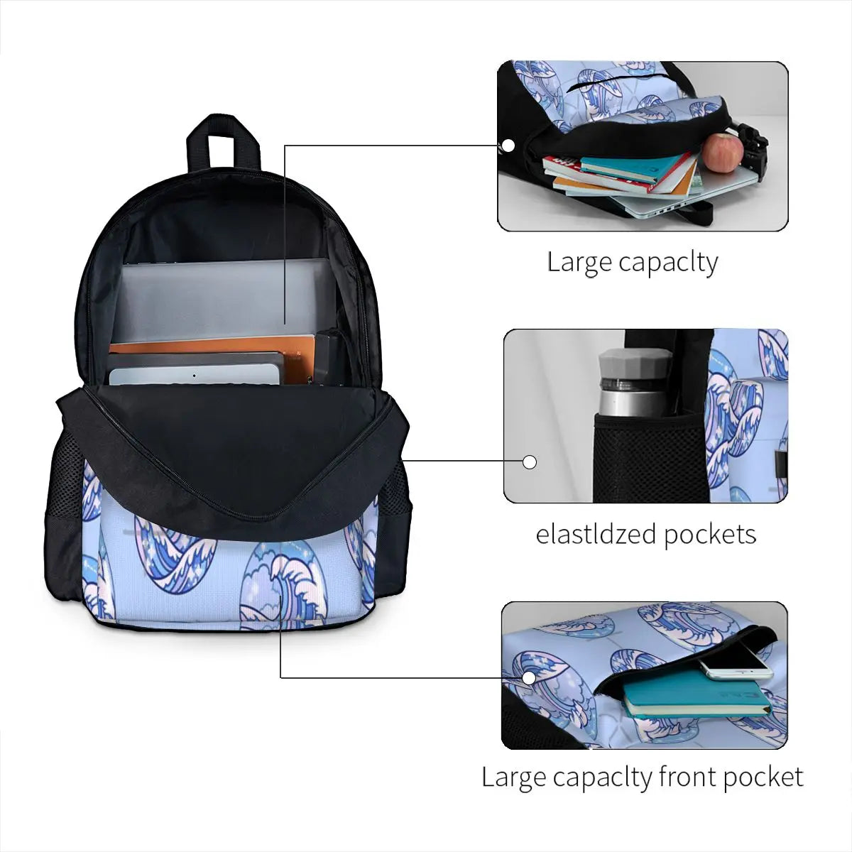 Ocean Waves Backpacks Men's Backpacks Bags For Women Mens Backpacks