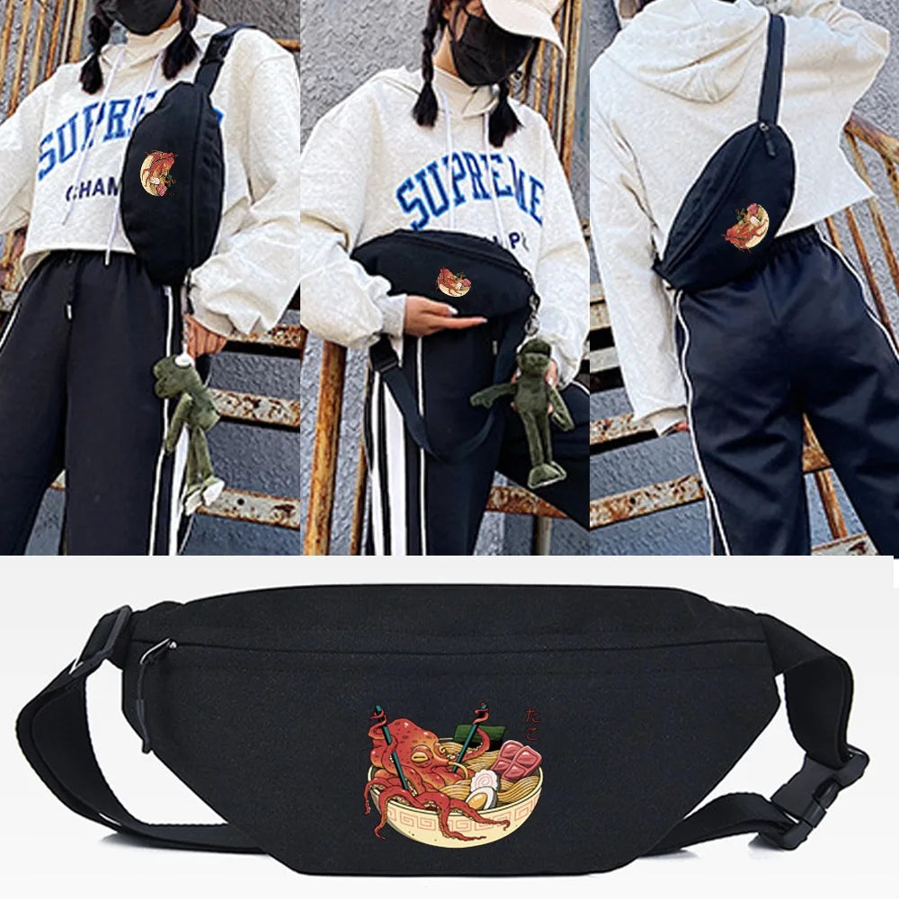Octopus Bath Print Waist Bag Unisex Phones Chest Bag