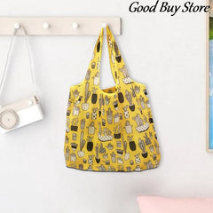 Office Worker Totes Handbags Leaves Printing Shoulder Bag Eco Cloth Purse Women