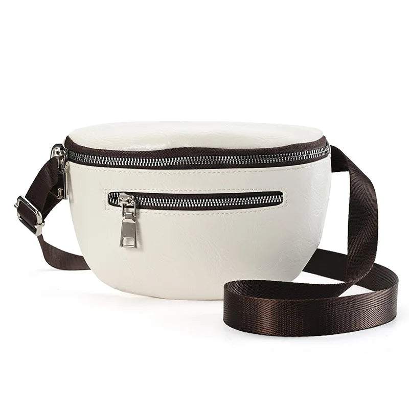 Oil Leather Waist Bags Women Travel Ladies Belt Crossbody Bag