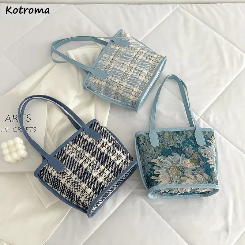 Large Capacity Oil Painting Flower Shoulder Bag Retro Texture Handbag Tote