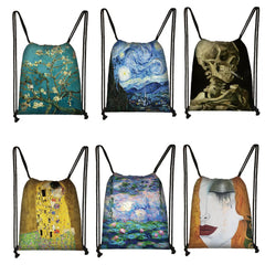 Oil Painting Tears Kiss Water Lilies Starry Night Backpack