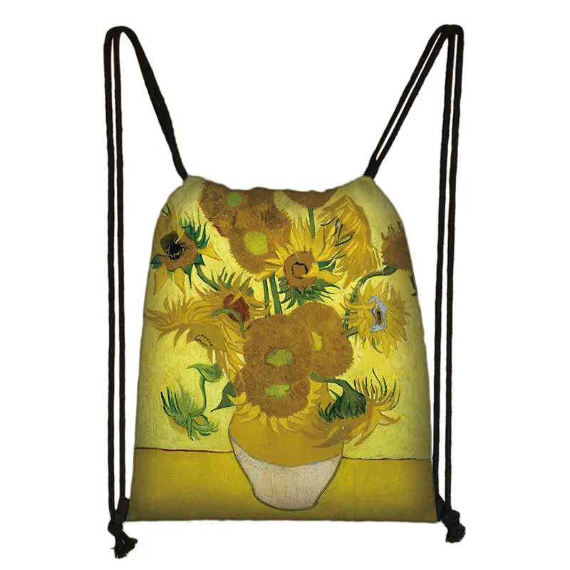 Oil Painting Tears Kiss Water Lilies Starry Night Backpack