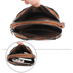 Oil Wax Soft Leather Mobile Bag Small Square Shoulder Bag Female