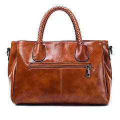 Oil Wax Leather Boston Shoulder Bag Soft Leather Big Bag