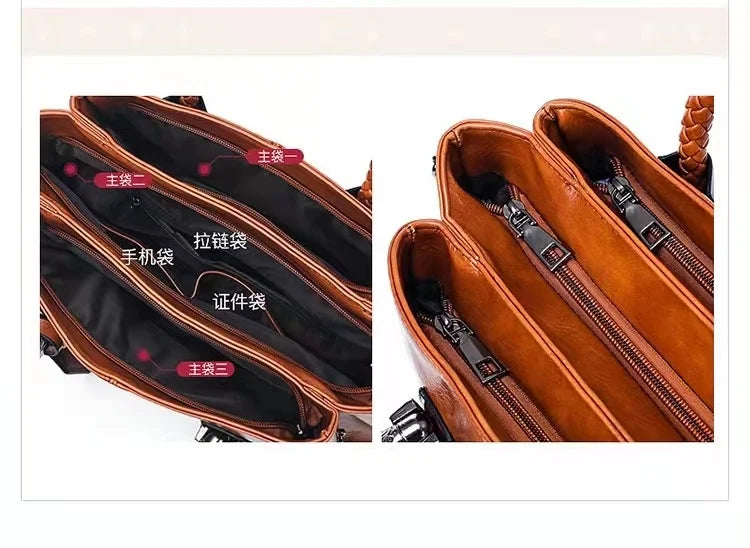 Soft Leather Boston Shoulder Bag Big Bag